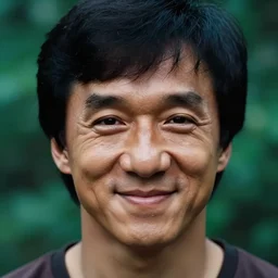 a ultra high resolution close - up of asian man from tai tribe in lush green forest. 1 8 years old. jackie chan. photo from the front. cute and beautiful and handsome man is smiling and has eye contact with the camera. face is clear and symetrical. the light is dim, and the colours are muted. kodak etkar 1 0 0.