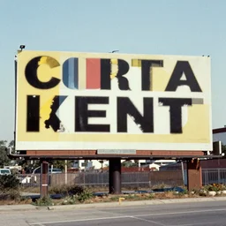 vintage grainy photograph of a corita kent style billboard
