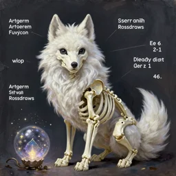 cute concept art fantasy painting of a anthropomorphic skeletal furry female wolf skeleton, magic, bone white, by artgerm, sylvain sarrailh, rossdraws, wlop, fursona, deviant art, e 6 2 1, global illumination, tankoban, oil on canvas, 4 k, smooth details, pixar animation style!