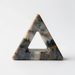 marble triangle instrument, studio product photography, isolated on a pure white background, centered, entire object in frame, sharp focus, soft studio lighting