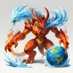 zoid with fire, ice, wind, and earth. highly detailed, digital painting, concept art, smooth, sharp focus, illustration, art by greg rutkowski