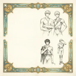 borders and decorative with lots of white pace elements 1700s lithograph page color pen and ink and pencil sketch concept design game asset of sketches watercolor of Art Nouveau borders and designs by Stanley Artgerm Lau, WLOP, Rossdraws, James Jean, Andrei Riabovitchev, Marc Simonetti, and Sakimichan, tranding on artstation , assets, character design, tending on pinterest, trending on cgtalk, trending on concept art, trending on borders and decorative elements