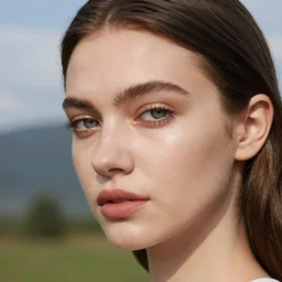 close up a makeup face female portrait, 20 years old in a scenic environment by Ilya Kuvshinov