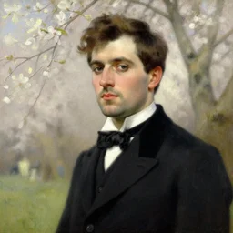 detailed portrait of man in black suit, spring light, painting by gaston bussiere, craig mullins, j. c. leyendecker