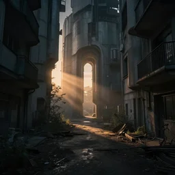 urbex by john william casilear, at dawn darkacademia futuristic at dusk morning sun sunlight, archdaily, wallpaper, highly detailed, trending on artstation.