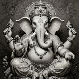 Ganesh, digital painting, lots of details, extremely detailed, 4k, intricate, brush strokes, Artgerm, Saturno Buttò, Cheng, Hsiao-Ron