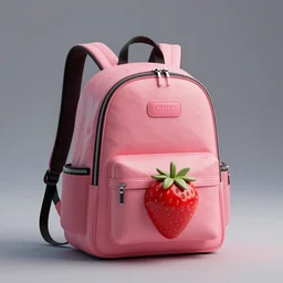a futuristic backpack in strawberry fruit design, digital art, artgem, octane render, artstation, hasselblad photo, 4 k resolution, fashion design, product photo