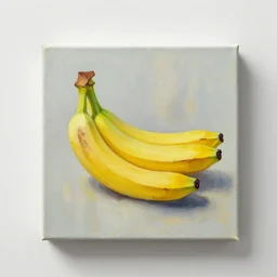 banana as an oil painting on canvas in a white cube