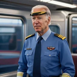 joe biden 1 8 0 0 s train conductor uniform, photorealistic, ultra high detail, 8 k