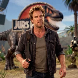 fred flinstone on the set of jurassic park
