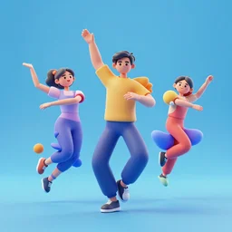 dancing people, 3d art.