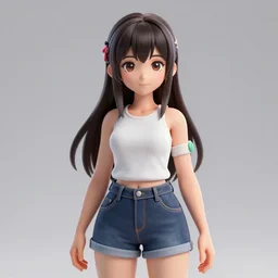 anime girl, photorealistic 3d blender render