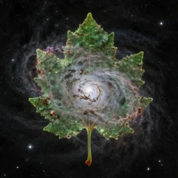 a nebula shaped like a weed leaf