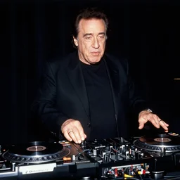 danny devito DJing with DJ turntables, photoreal