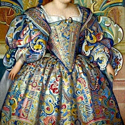Detailed Baroque painting of mei from overwatch as an elegant noblewoman, brocade dress, style of giotto and johfra bosschart, intricate, soft lighting, chubby physique |