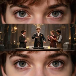 highly detailed, high quality 6 5 mm still from a 2 0 1 9 sci fi color movie, set in 1 8 7 0 in an alternate universe, mid distant shot of three students practicing magic, at the'school of science and magic ', 1 8 7 0 s era clothing, good lighting, in focus, detailed eyes, live action, award winning lighting, award winning photography