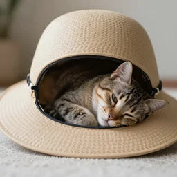 Cat sleeping in a hat