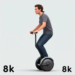 “ man with mullet riding electric unicycle, digital art, 8 k ”