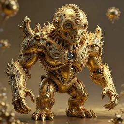 giant art of fractal bismuth golem consists of bismuth geodes, fractalization, extremely high details, masterpiece, photorealistic, hyperrealism, vray, octane render, volumetric lighting, depth of field, bokeh, artstation, cgsociety by johannen voss, michael whelan, greg broadmore, frank frazetta