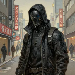 a portrait of a cyberpunk netrunner, very very coherent painting, street level neo-Tokyo, style by Gustave Dore, 4k, 8k, HD, trending on artstation