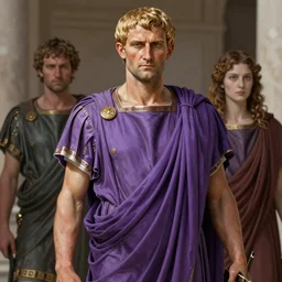 italian gaius julius caesar wearing a tyrian purple toga, art by artgerm and greg rutkowski and magali villeneuve, highly detailed, digital painting, trending on artstation, concept art, sharp focus, illustration