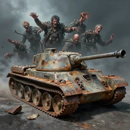 airbrushed awful autolysis flapping panzer tank in peices with rust excrete machine by jack kirby, wayne d barlowe, francesco blanc, geof darrow, alex ross, basil gogos, philippe druillet, fine art masterpiece baked at 3 0 0 f, matte painting, cold lighting, aged with sunlight, award winning horror wraparound, photorealistic render, cinematic