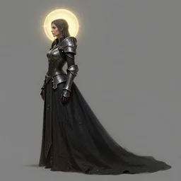side profile concept art by thomas blackshear, imogen poots as a gloomhaven neo - gothic paladin, octane render, matte painting, holy halo, by and hsiao ron chen, artgerm, lawren harris, eve ventrue, magali villeneuve, jeremy lipkin, rob rey, christophe vacher