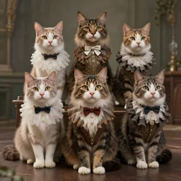victorian cats, 8 k, unreal engine, trending on artstation, style of mark ryden