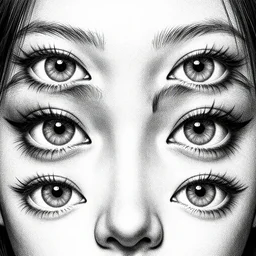 Geometrically surreal eyes, extremely high detail, photorealistic, intricate line drawings, dotart, album art in the style of James Jean