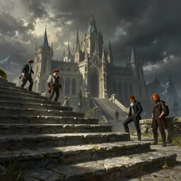stone steps fantasy landscape artstation by emilia dziubak, will terry, greg olsen, chris mars, ann long, and mark brooks, edward hopper dramatic, fairytale, art nouveau, victorian, gothic, architecture from warcraft