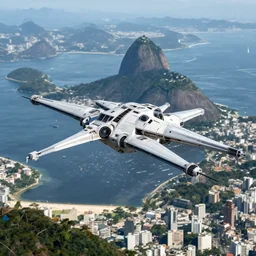 star destroyer from star wars flying above rio de janeiro