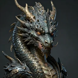 portrait of a ancient dragon with a human face. concept art, extremely high details, octane render, artstation contest winner, digital art by slawomir maniak, greg broadmore, chris rahn. masterpiece