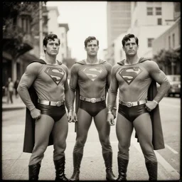 collodion photo of superheroes in san francisco street