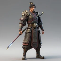 hyper - realistic warrior, by yu cheng hong, concept art, 3 d, 8 k