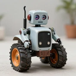 old cute robot with tractor feet