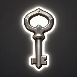 a key, rpg item icon, Warcraft style, outer glow, solid background, trending on artststion