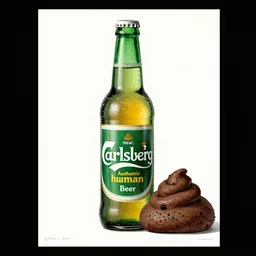 vintage advertisement of new Carlsberg beer made with authentic human poop