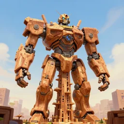 giant wooden mecha, building wooden tree skyscraper, octane render, 3 d pixar disney digital cgi rtx hdr painting, highly detailed, artstation cgsociety masterpiece, by syd mead, greg rutkowski, wlop, artger