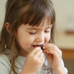 small girl eating boggers from her nose