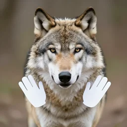 a wolf with paper hands