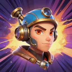 head of overwatch main character steampunk render Blizzard pixar 3d maya engine on stylized background splash comics global illumination lighting artstation