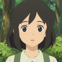 detailed cute girl in a forest, style from aoshima chiho, detailed face