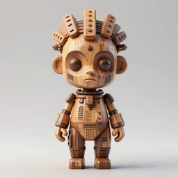 illustration artoys cute figurine wooden african mas cyborg, cyberpunk, highly detailed, symetrical, geometrical, cgsociety, artstation