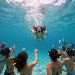 i have this dream where i'm screaming underwater, while my friends are all waving from the shore