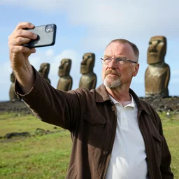 walter white taking a selfie on rapa nui