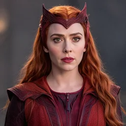 A portrait of elizabeth olsen as the scarlet witch