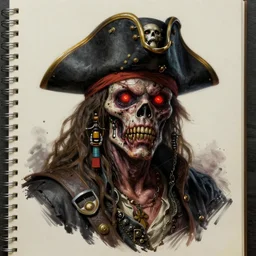 asset sheet, material study ( caricature ) zombie robot pirate captain by ( by mark ryden ) dark foreboding