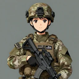anime girl in a united states army special forces uniform, digital art, portrait, krenz cushart, christopher balaskas
