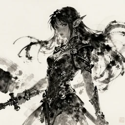elven dark elf girl, in the style of sumihei, tokyo ravens style, dynamic lighting, fantasy concept art, trending on art station, stunning visuals, ultra detailed