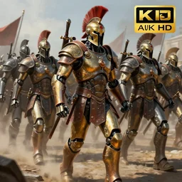 Cyborg soldiers marching in battle inspired by Spartan style armor, digital painting trending on artstation, unreal engine, 4KHD, highly detailed, award winning, Sparta!!! Cyborg!!!